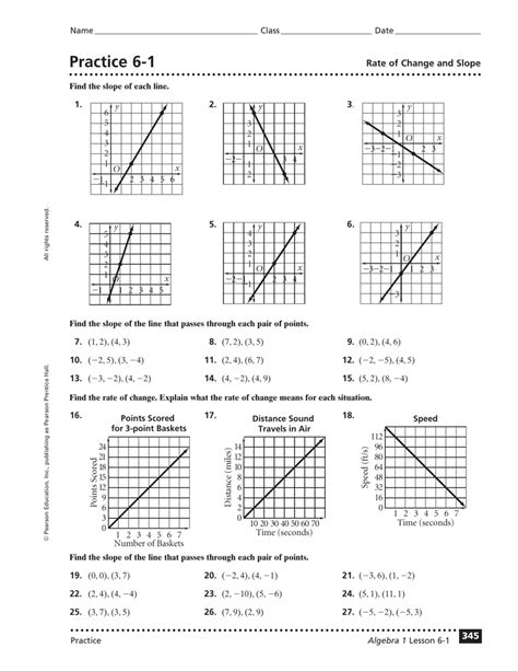 5.3 slope as a rate of change worksheet answer key